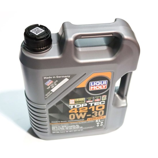 2 x Liqui Moly Top Tec 4210 0W30 Engine Oil - C3 VW 504 & 507 & C30 BMW LL - 5L | 21605