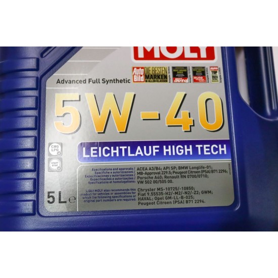 4 x Liqui Moly Leicht­lauf High Tech 5W-40 Engine Oil - 5L | 2328