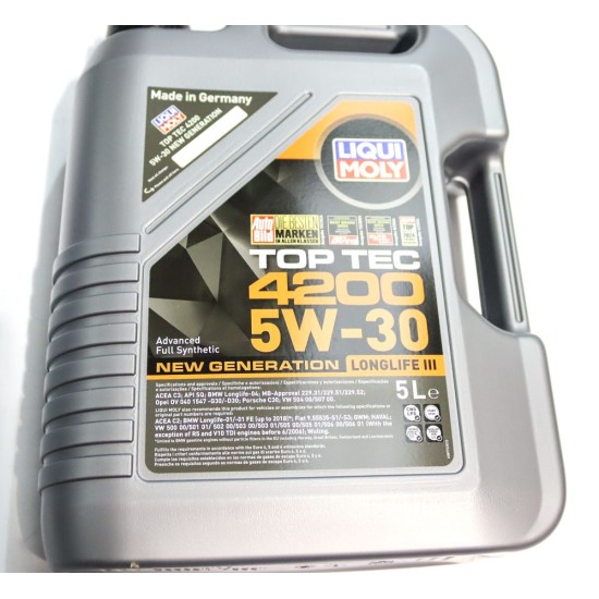 Liqui Moly Top Tec 4200 5W-30 Engine Oil ACEA C3 VW 504 & 507 -  5L | 8973